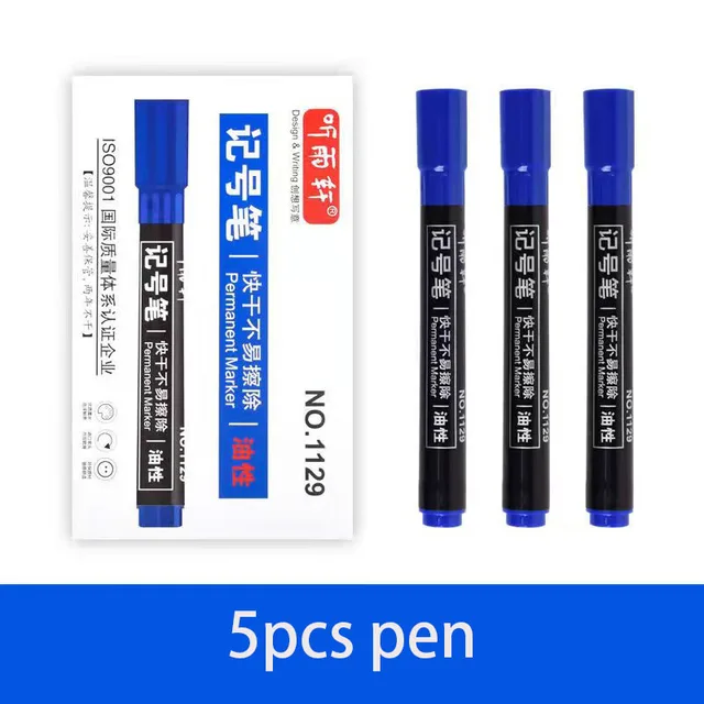 3/5pcs Metal Permanent Marker Pens 6mm White Paint Pen For Leather Fabric Metallic Markers Craftwork Oily Art Supplies 5pcs blue ink