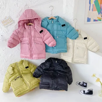 

Children's White Duck Down Jacket Mid-Length Boys Girls Autumn Winter Hooded Warm Coats Kids Down Windproof Parkas