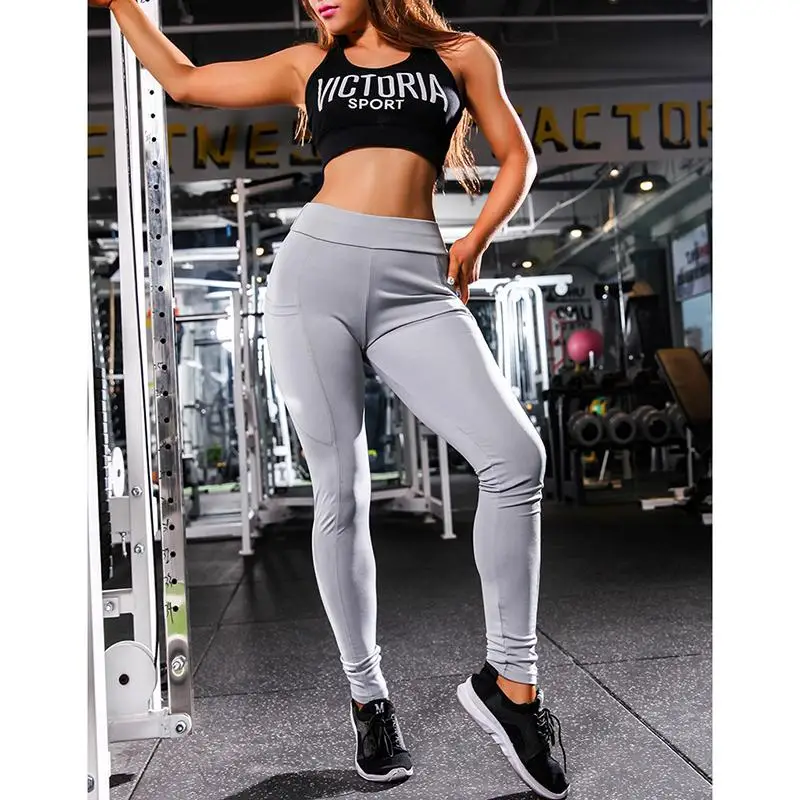 Женские модные однотонные тонкие эластичные леггинсы с высокой талией Femme Blusas повседневные облегающие Стрейчевые брюки с карманами