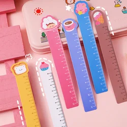 Marcapáginas con regla recta de dibujos animados para mascotas, regla flexible de 12cm, para aprender, papelería Kawaii, suministros escolares y de oficina, 5 piezas