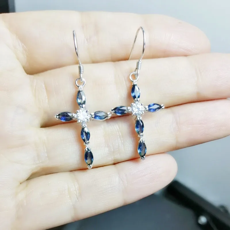 Серьги-капли с натуральным сапфиром или Рубином,, серебро 925 пробы, 0.25ct* 10 шт., драгоценный камень C14092925