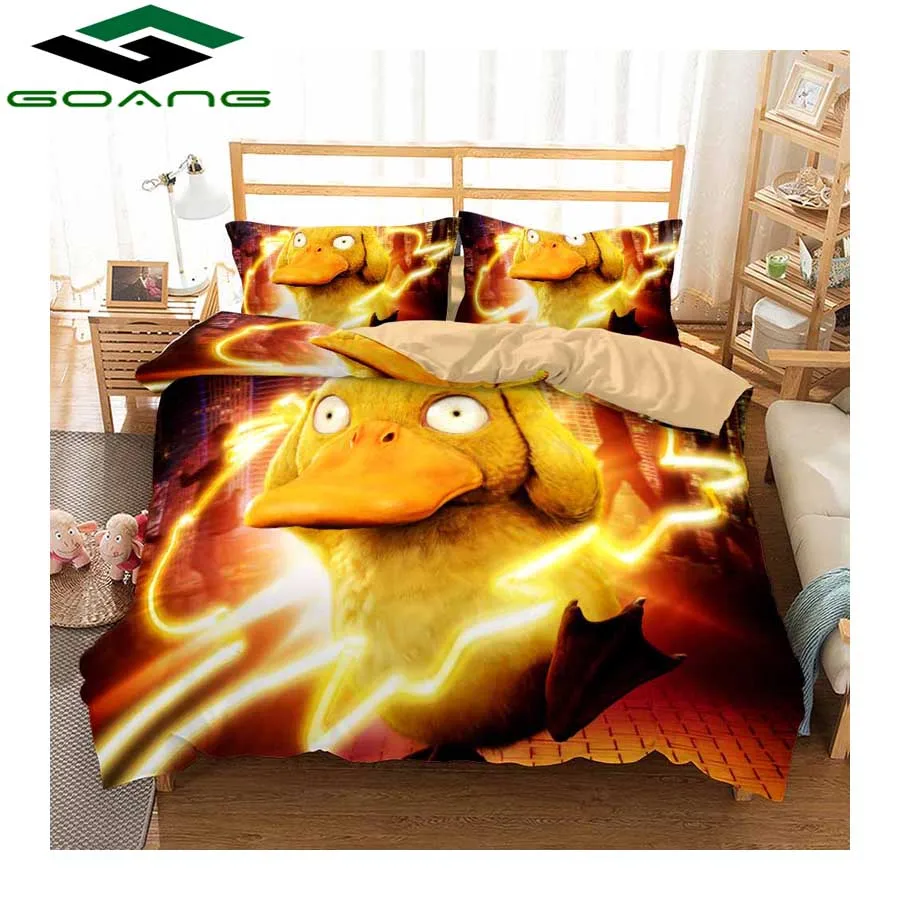 Красный GOANG Theme hotel bedding set bed sheet duvet cover and pillowcase luxury Home textiles 3d digital printing Pikachu kids bedding - Цвет: Красный
