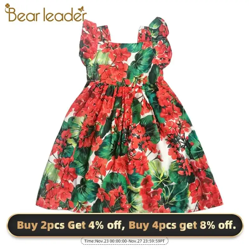 Bear Leader/платье для девочек новое Брендовое летнее платье с бантом Однотонные