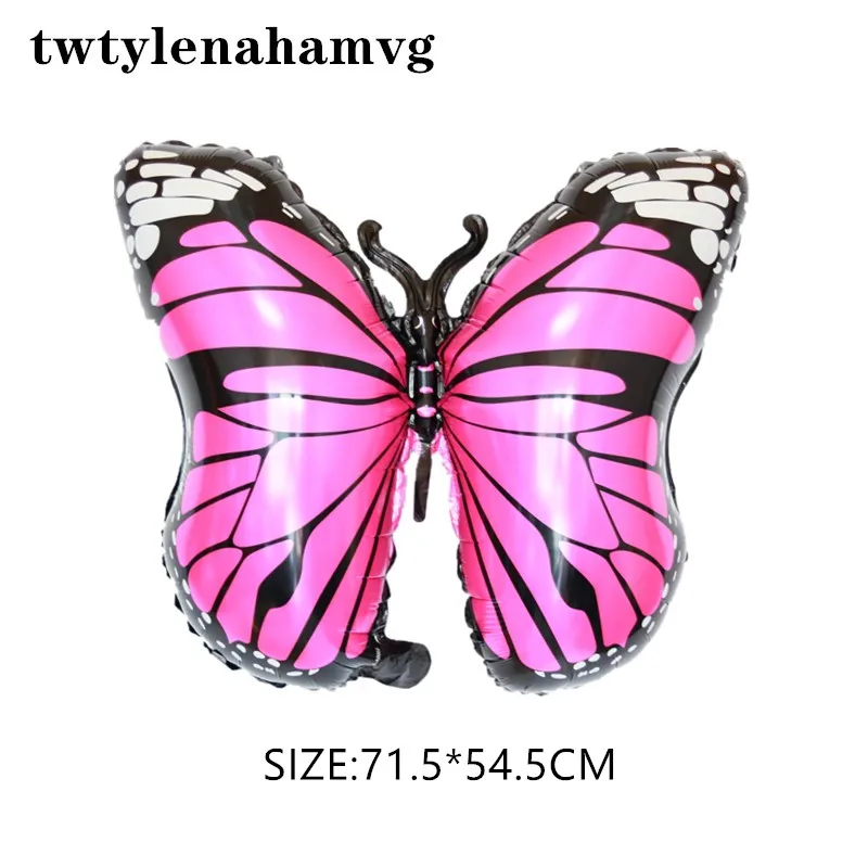 Pink blue butterfly new large aluminum foil balloons children like cartoon insect toys birthday wedding holiday party decoration - Цвет: 1