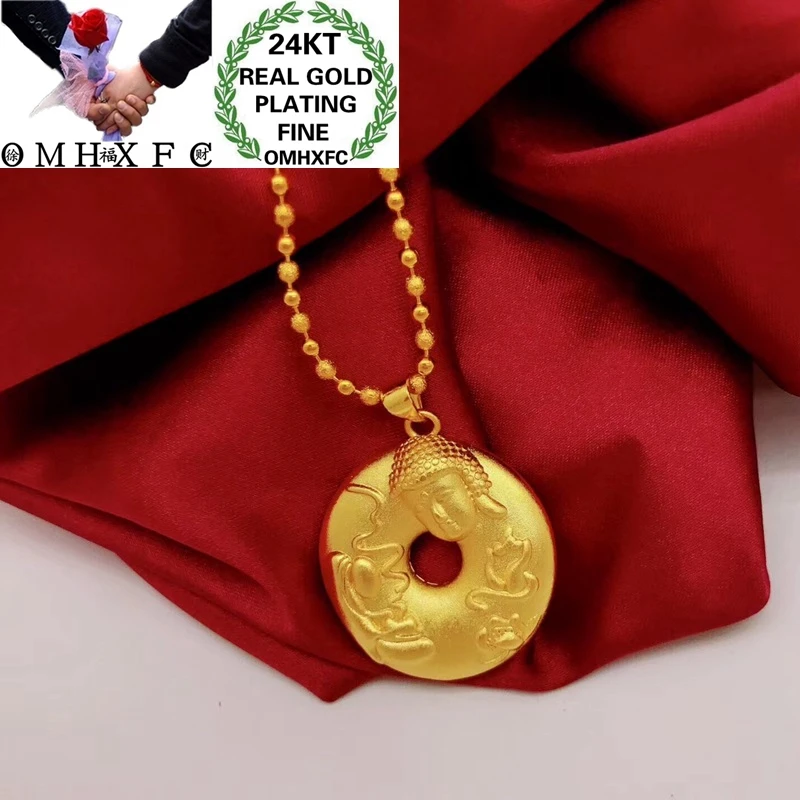 OMHXFC YM186 Европейская мода изящная женская и мужская вечеринка день рождения свадебный подарок винтажная Пряжка мира 24KT золотой кулон Шарм