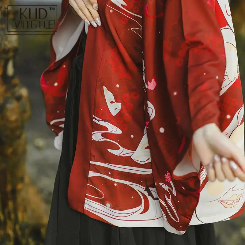 Japanese Kimono Traditional Yukata 2019 New Women Casual Anime Printing Shirt Clothes Traditional Kimonos Men StreetWear Coat