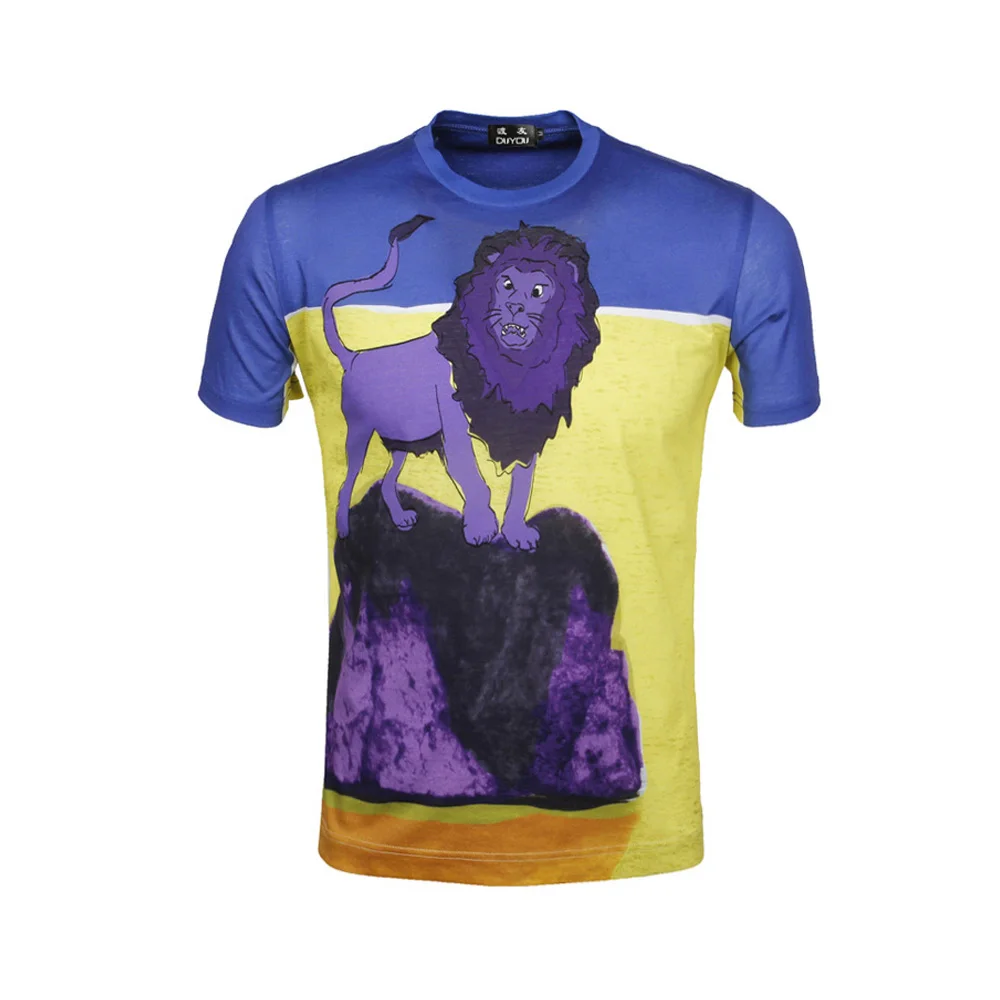 Синий New short sleeve t shirt men brand clothing casual printed t shirt cotton breathable quality tees male DU803140 - Цвет: Синий