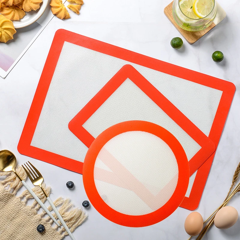 

3pcs Non-Stick Silicone Baking Mats Pad Sheet Baking pastry Cake Cookie Macaron Heat resistant Glass Fiber Batters Flour Fondant