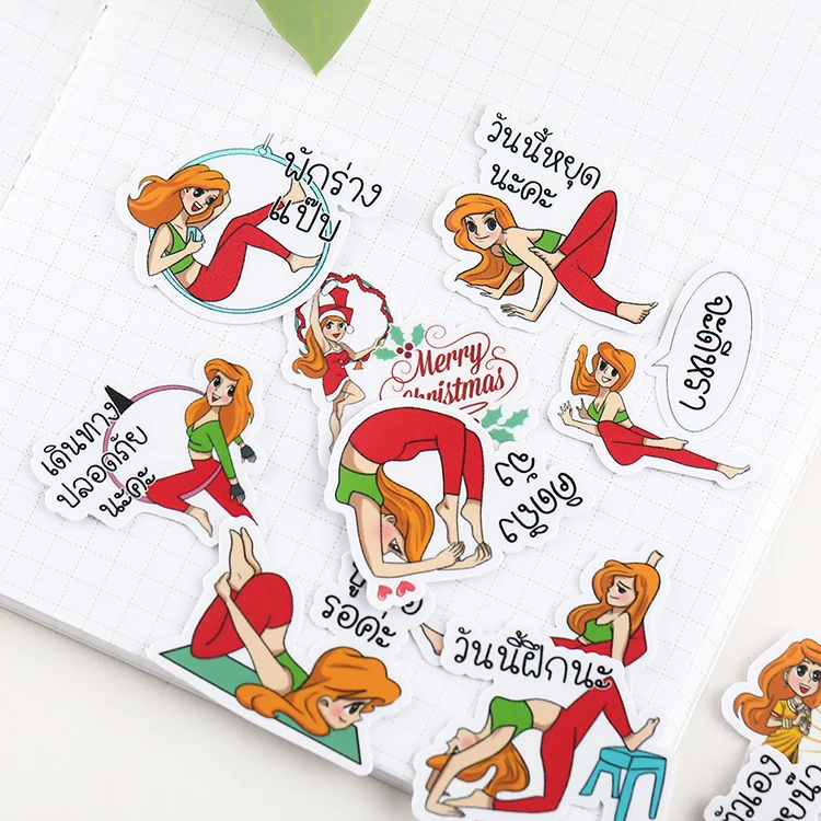 40PCS Funny Cute yoga girl mini Paper Stickers Crafts And Scrapbooking stickers book Decorative sticker DIY Stationery | Игрушки и хобби
