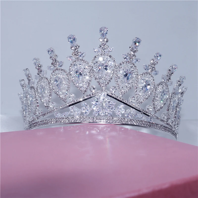 

High-end Luxury Princess Noble Crown Headdress Fashion Exquisite Zircon Crystal Bridal Wedding Crown Jewelry Hair Accessories