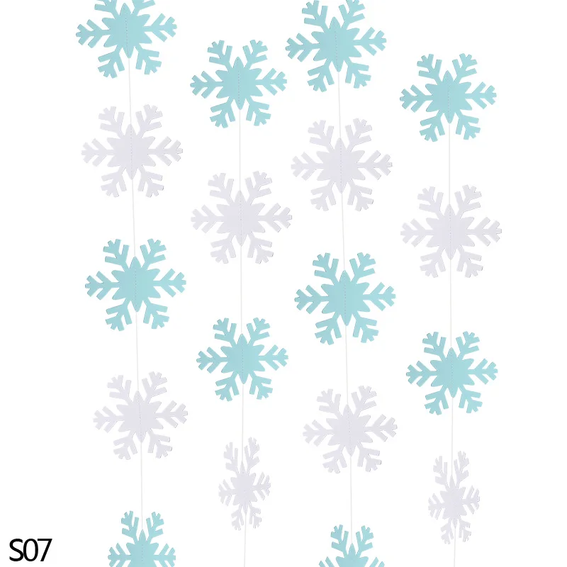 S07 snowflake banner Белый синий гирлянда из снежинок Замороженные вечерние Рождество Снежинка украшение Снежинка висячие орнамент свадьба день рождения вечеринка Декор - Цвет: S07 snowflake banner
