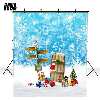 

DAWNKNOW Snowfield Vinyl Photography Background For Baby Blue Snowflake Photo Shoot Backdrop For Christmas Photo Studio L841