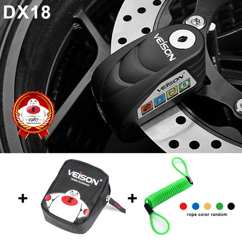 DX18-Black set(3) VEISON moto rcycle водонепроницаемый мотоциклетный замок с сигнализацией, металлический дисковый замок для мотоцикла rbike, защита от кражи, тормоз, Alarma, замок для скутера - Цвет: DX18-Black set(3)