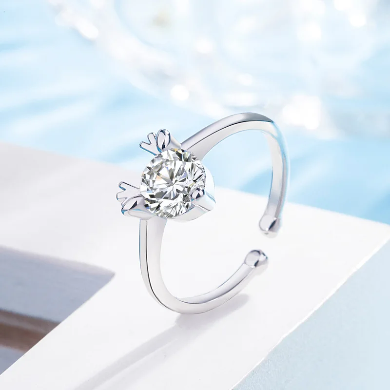 Crystal Finger Rings Elk Antlers Adjustable Deer Horn Zircon Lovers Couples For Women Men Engagement Wedding Jewelry Gifts | Украшения и