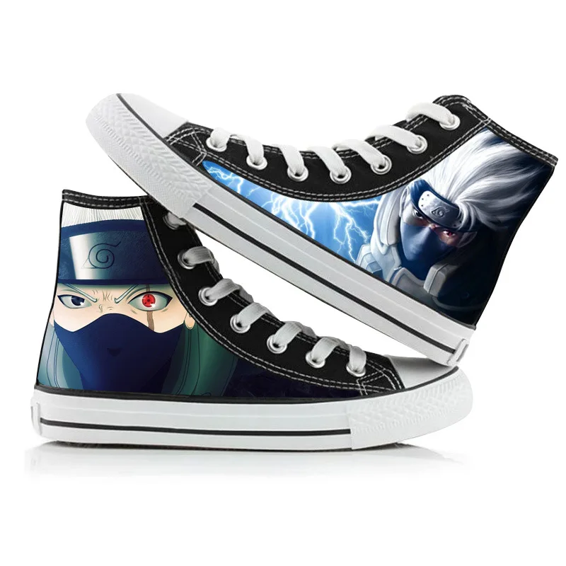 elvira costume Anime Ninja Uchiha Sasuke hatake Kakashi Cosplay shoes cartoon printed gaobang canvas casual shoes student flat sports shoes naruto outfits Cosplay Costumes