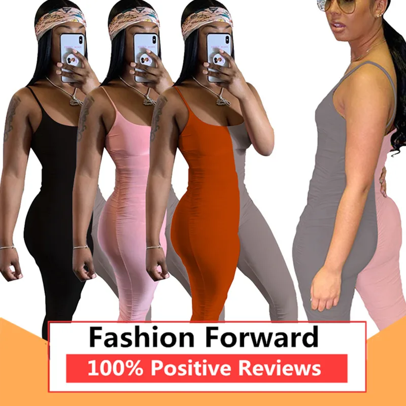 

Womens Casual Stitching Colorblock Pleated Jumpsuit
