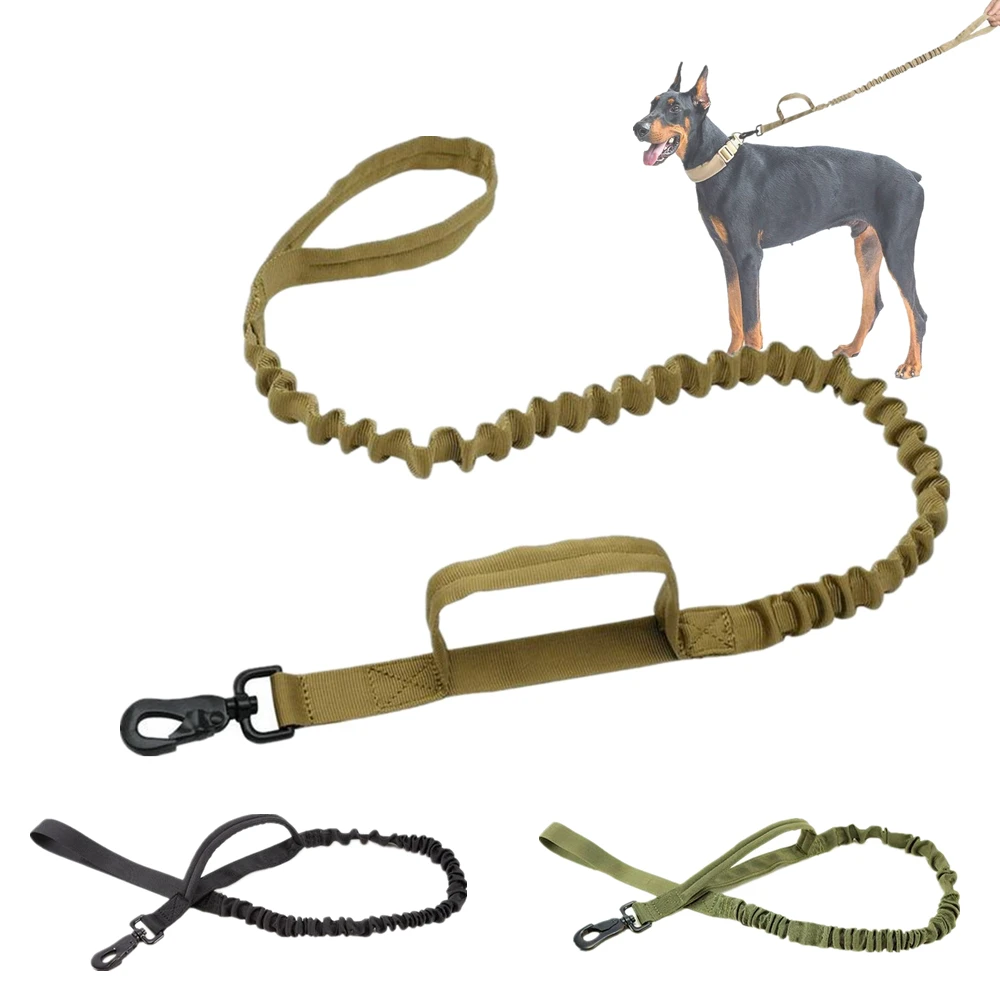 Tactical Dog Walking Leash Quick Release Pet Outdoor Training Leashes Nylon Elastic Leads Rope