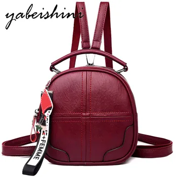 

2019New Women's Multifunction travel backpack Women's mini backpack Fine leather Sac a Dos Lady shoulder bag Mochilas mujer