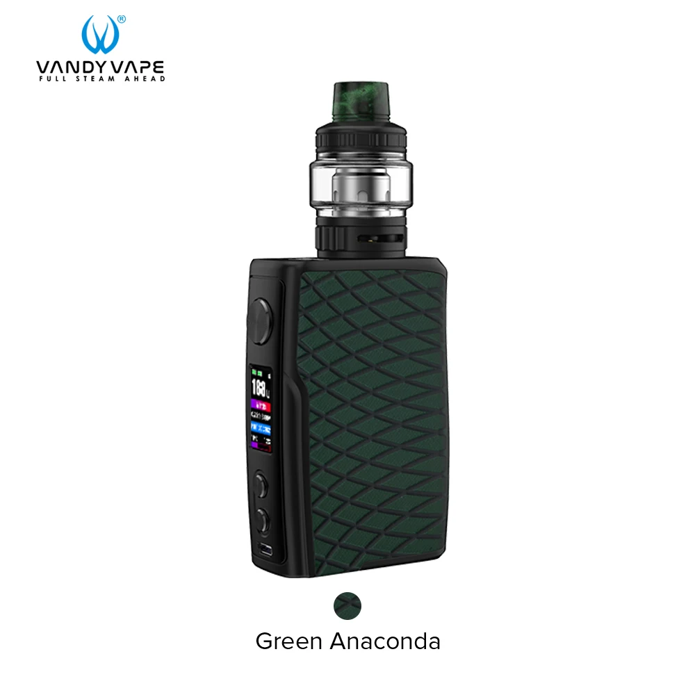 Оригинальная коробка Vandy Vape, набор с зарядкой от двух аккумуляторов 18650, 188 Вт, мод 3 мл, водостойкий стартовый набор vwell, Vs Drag 2 - Цвет: Green Anaconda