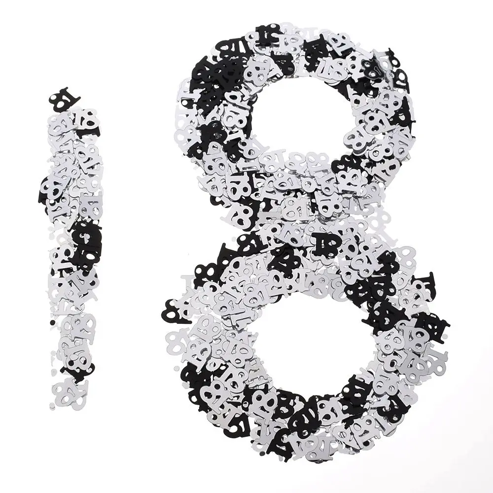 18th Year Old Happy Birthday Party Decorations Table Scatters Foil Number Digital 18 Colorful Sprinkle Confetti party confetti - Цвет: black-2