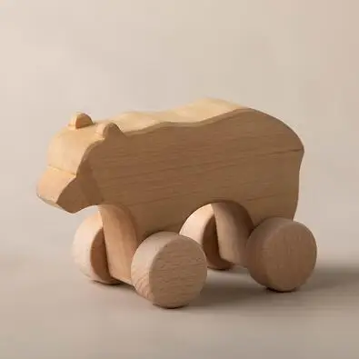 BBK TOYS лесной медведь Детская Игрушка Русский коричневый медведь импортный липа ручной работы Boys'Toy для девочек твердый деревянный строительный блок - Цвет: Светло-желтый