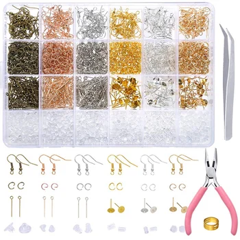 

463 Pieces Earring Making Supplies Kit with Earring Hooks, Jump Rings, Earring Post, Pliers, Tweezers, Jump Ring Opener for Earr