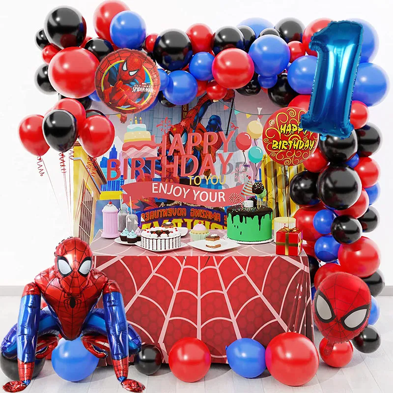 Decoration Anniversaire Spiderman 3 Ans, 3D Spiderman Ballon Anniversaire  Deco pour Enfant, Spiderman Kit Décoration Anniversaire pour Garcon Fille