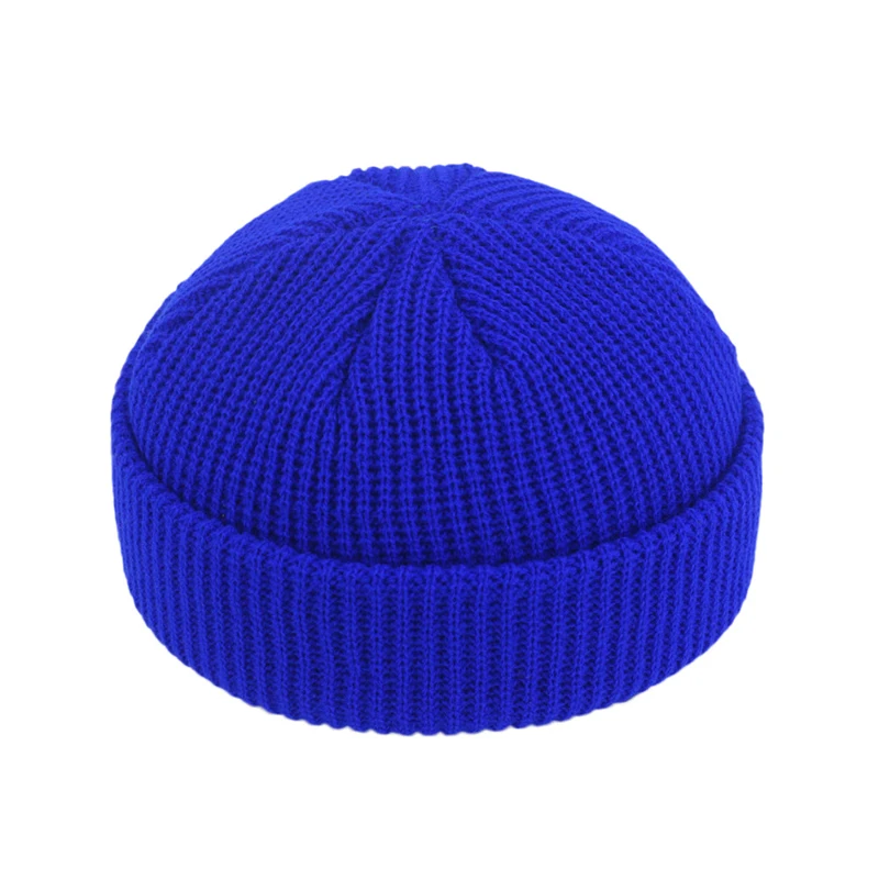 Women Men Knitted Hat Beanie Skullcap Sailor Cap Cuff Brimless Retro Navy Style Beanie Hat