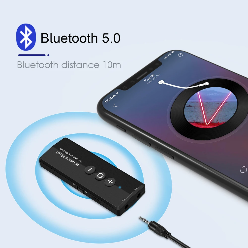 Bluetooth 5,0 передатчик и приемник с 3,5 мм аудио кабель беспроводной аудио адаптер стерео музыкальный поток передатчик для ТВ ПК