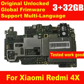 

Original Unlocked Global Frimware Mainboard For Xiaomi Redmi 4X 32GB ROM Full Chips Circuits Card Fee Motherboard Good work