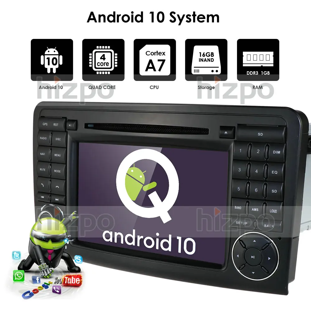 Android 10 автомобильный DVD радиоприемник GPS для Mercedes Benz GL ML CLASS W164 X164 ML300 350 450 GL320 USB
