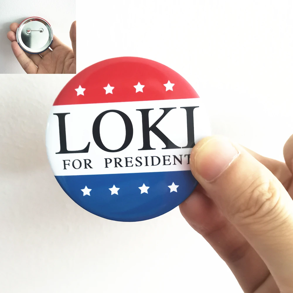 Movie Loki Superhero President Badge Cosplay Acrylic Pins Brooch Prop Accessories