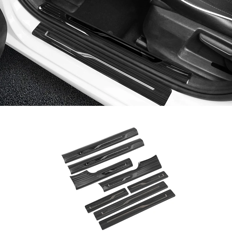 both black black Lsrtw2017 прокладка порога автомобиля для Skoda Octavia a7 аксессуары для интерьера молдинги - Название цвета: both black black