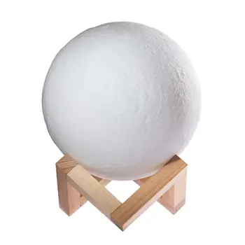 

3D Print Moon Lamp 16 Color Creative Touch Switch Rechargeable LED Night Light with Wood Stand Home Decor Bedroom Decoration Bir