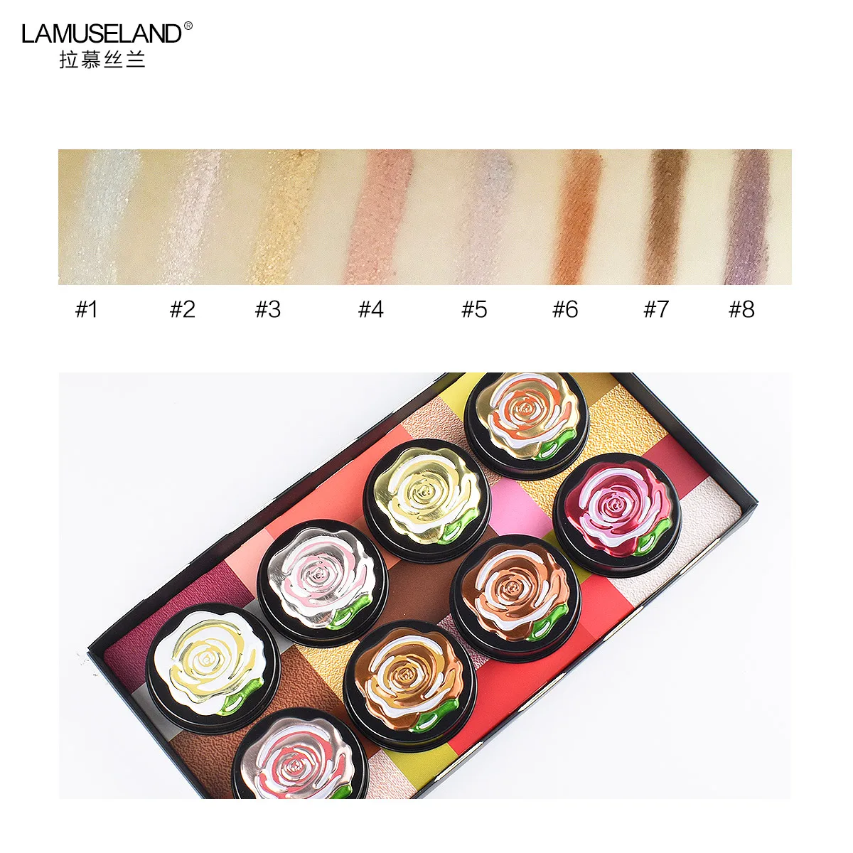 LAMUSELAND 8 шт./компл. Водонепроницаемый тени для век 8 цветов теней для век естественный макияж глаз
