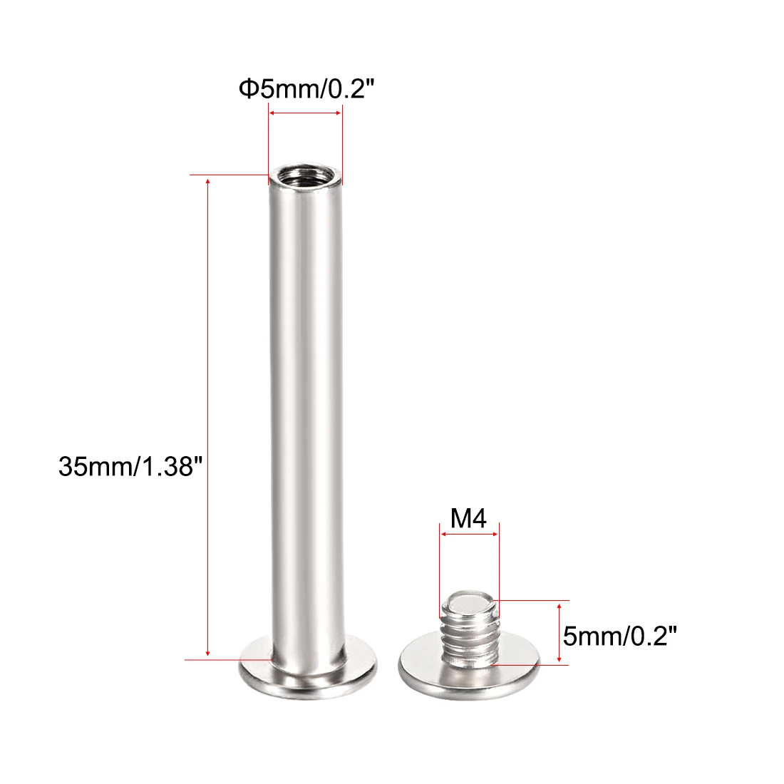 Uxcell 10 세트 M4 나사 포스트 3/16 (5mm) 홀 직경, 35mm-75mm 벨트 버클 바인딩 볼트 가죽 패스너 탄소강