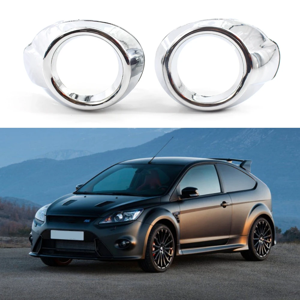 Одна пара 2 шт. передние противотуманные светильник крышка украшения для 2012 Ford лиса серебряные изделия с гальваническим покрытием яркая передняя рама противотуманной фары
