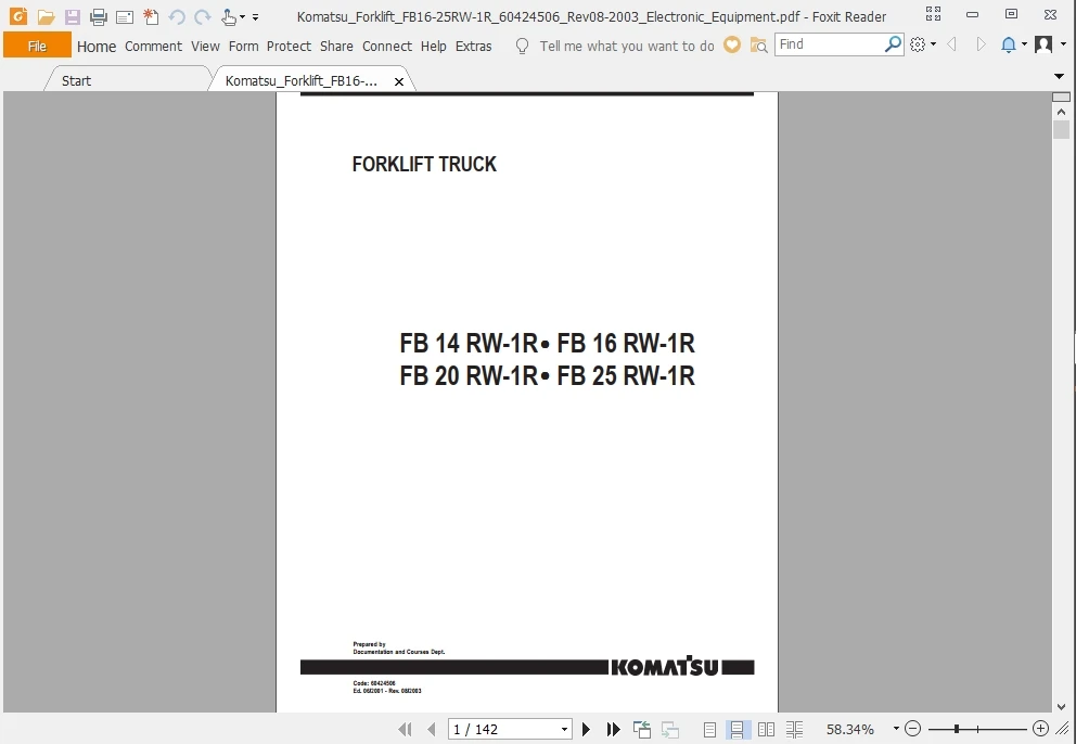 

Komatsu Forklift Full Parts and Service Manuals