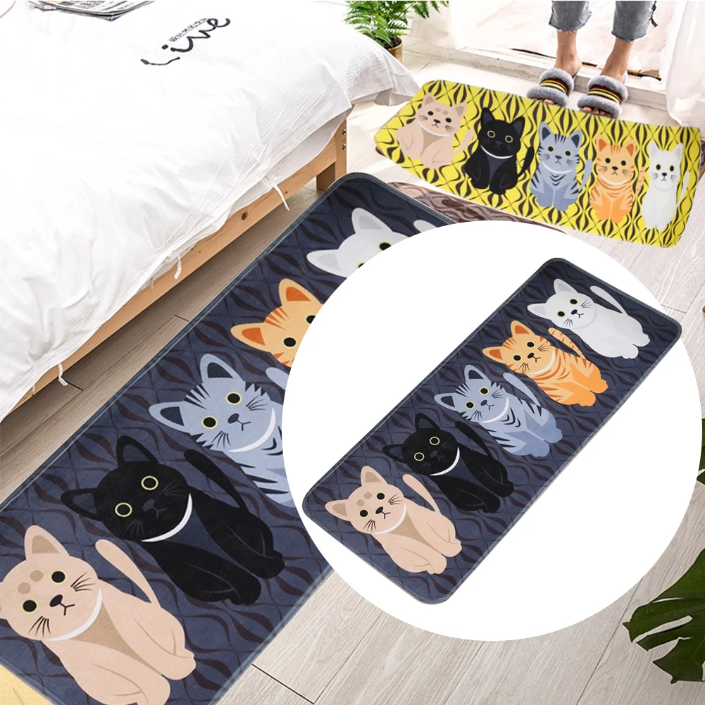 

Cartoon Rectangle Non-Slip Water Absorption Decor Door Kitchen Rug Carpet Printed Entrance Flannel Floor Mat Washable Bathroom