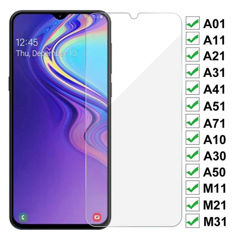 9D Cristal de protección para Samsung Galaxy A01 A11 A21 A31 A41 A51 A71 templado Protector de pantalla A10 A30 A50 M11 M21 M31 película de vidrio