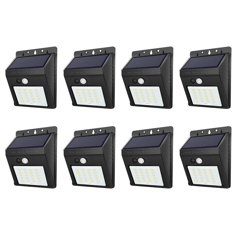 8PCS 20LED Многофункциональный индукционный настенный светильник, уличный водонепроницаемый светильник ing, уличный светильник, садовый безопасный светильник, лампа для коридора - Испускаемый цвет: 8PCS 20LED