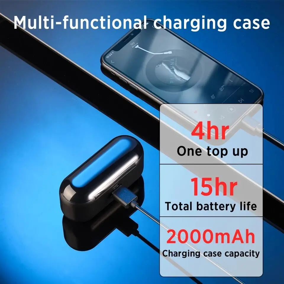F9 HIFI Wireless Headphones Bluetooth 5 0 TWS Digital Display Waterproof Sports Earphone Support iOS Android Phones HD Call