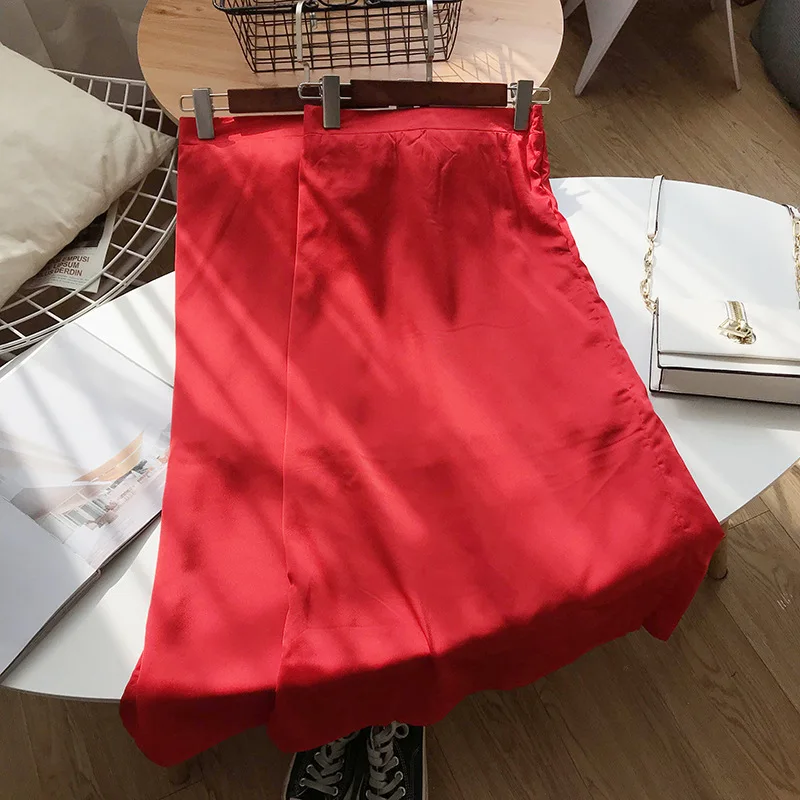 

2020 Spring Korean-style Girl'S Elegant Versatile Solid Color Medium-length Skirt 2.13