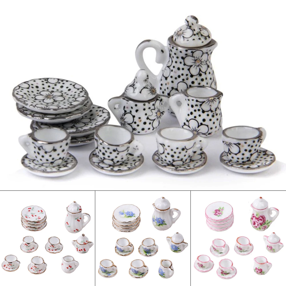 15pcs/Set 1:12 Scale Goblets Dollhouse Tableware DIY Toy Cups Mini Decor Dish 