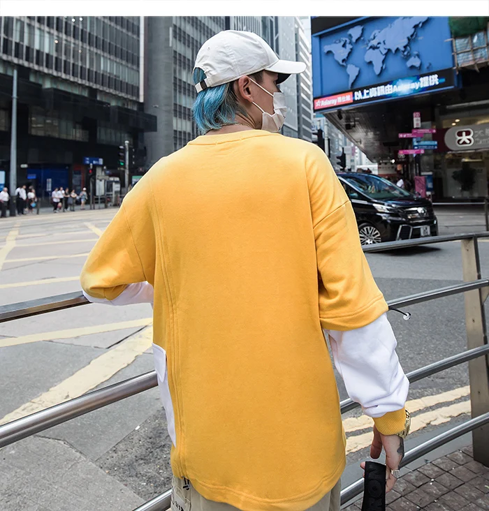 AELFRIC Funny Cool Boy Print Sweatshirts Streetwear Mens Hip Hop Harajuku Patchwork Long Sleeve Fashion Casual Cotton Tops