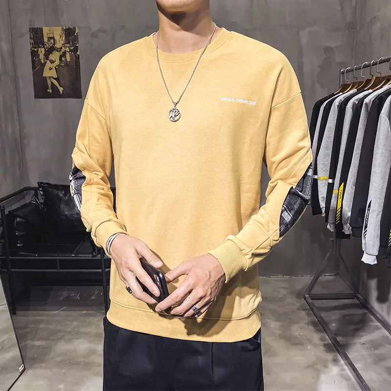 

Hip Men Hoodie Hop Slim Round Neck Padded Long Sleeve Sweater Base Shirt Men's Autumn Fashion Hoodies Men Casual Sportswear