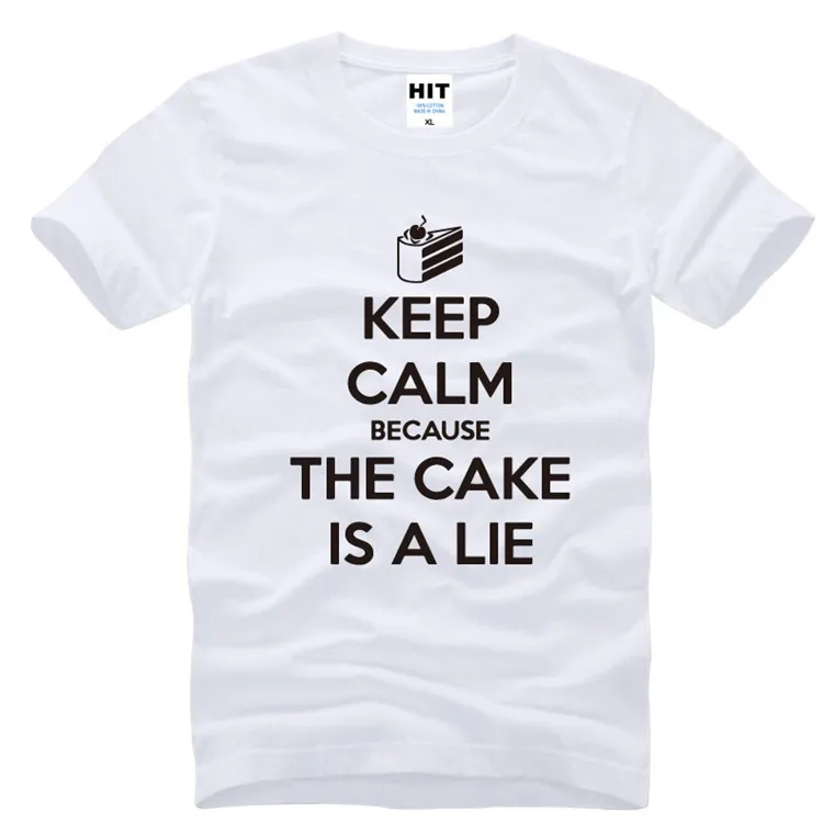 Футболка мужская с надписью Keep Calm потому что торт это ложь новый портал 2