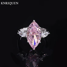 

Charms 100% Silver 925 Wedding Party Ring for Women 9*18MM Pink Quartz High Carbon Diamond Princess Ring Fine Jewelry Girl Gift