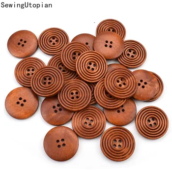 

100PCS Round Spiral Wooden Button for Clothing Sewing Scrapbooking DIY Crafts Needlework Decoration Accessories Wood Buttons