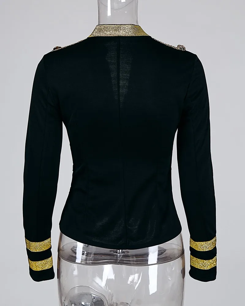 price cut  Autumn 2019 Slim Filt Jacket for Women Contrast Tape Insert Button Detail Coat